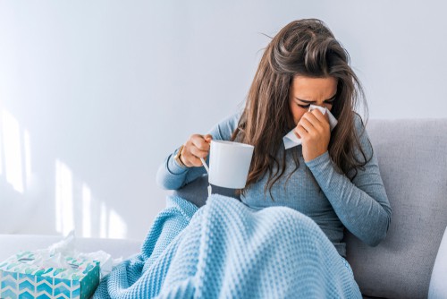 woman with the flu